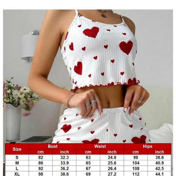 Red and White Soft Camisole Set Sleepwear - Picture 3 of 6